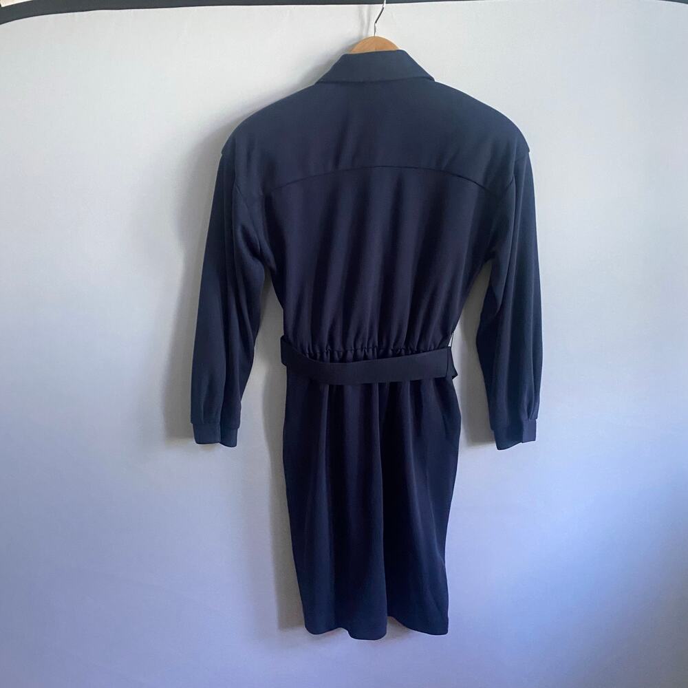 JB Wright LTD Navy Vintage Belted Midi Shirt Dress Size 6 Pockets Statement Work - Picture 10 of 17